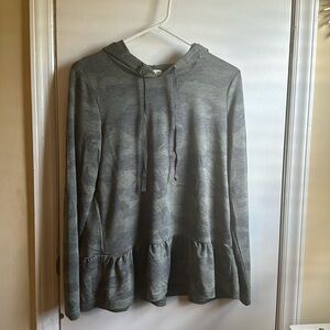 Jane and Delancey Camo ruffled hoodie